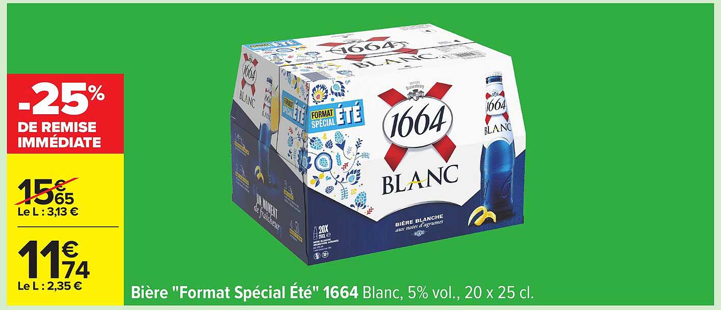 Bière "Format Spécial Été" 1664 Blanc, 5% vol., 20 x 25 cl.