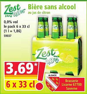 Bière sans alcool au jus de citron