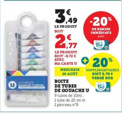 Boîte de tubes de gouache U