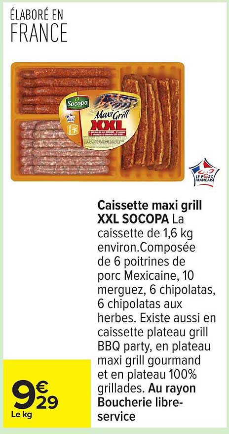 Caissette maxi grill XXL SOCOPA
