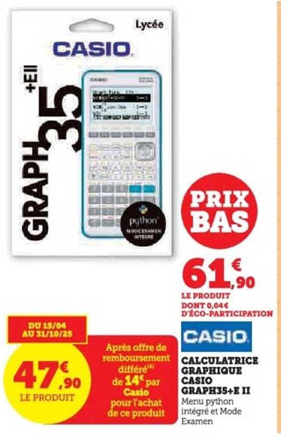CALCULATRICE GRAPHIQUE CASIO GRAPH35+E II