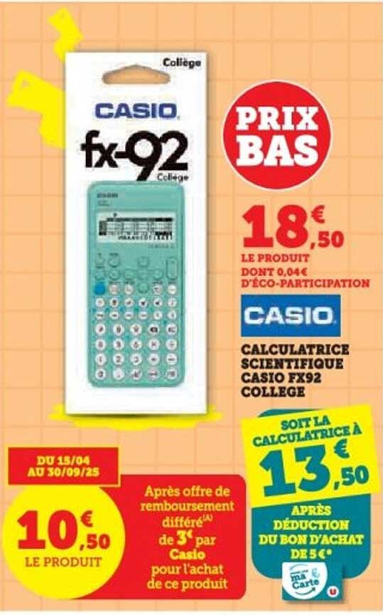 CALCULATRICE SCIENTIFIQUE CASIO FX92 COLLÈGE
