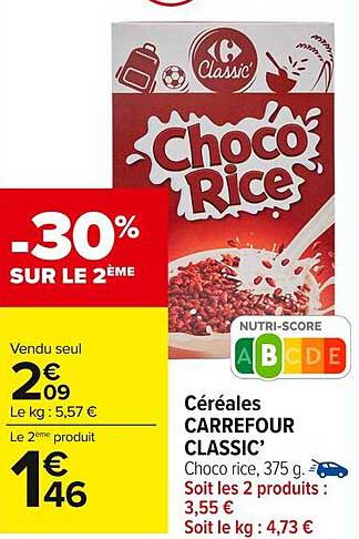 Céréales Choco Rice -30% sur le 2ème