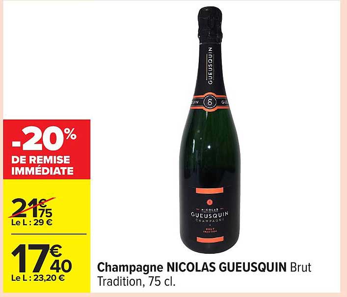 Champagne NICOLAS GUEUSQUIN Brut Tradition, 75 cl.