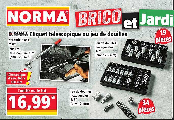 Cliquet télescopique ou jeu de douilles