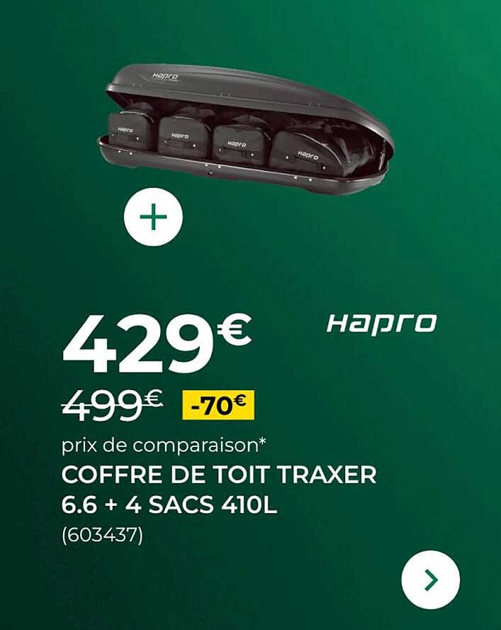 COFFRE DE TOIT TRAXER 6.6 + 4 SACS 410L