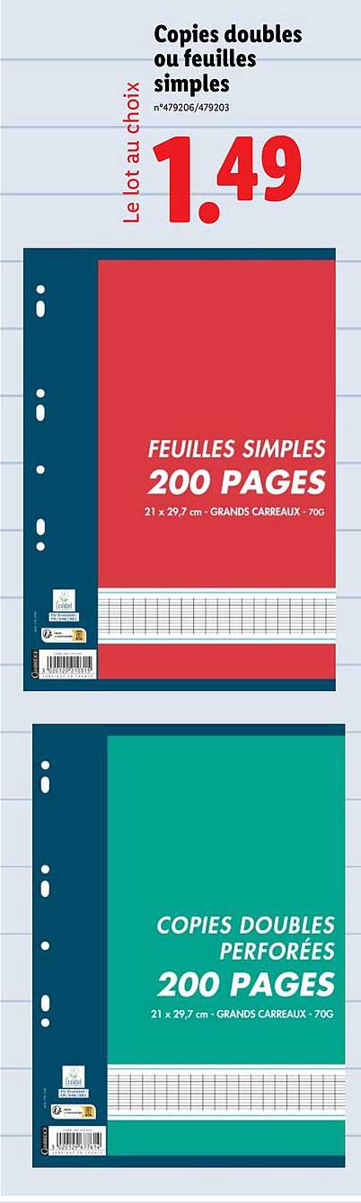Copies doubles ou feuilles simples