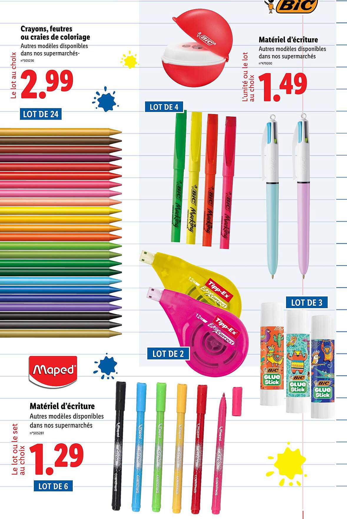 Crayons, feutres ou craies de coloriage