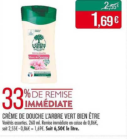 CRÈME DE DOUCHE L’ARBRE VERT BIEN ÊTRE