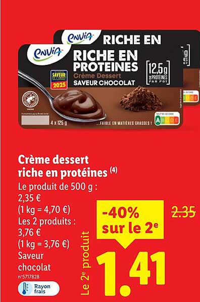 Crème dessert riche en protéines