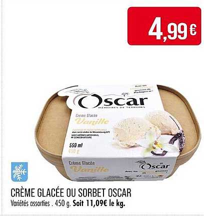 CRÈME GLACÉE OU SORBET OSCAR