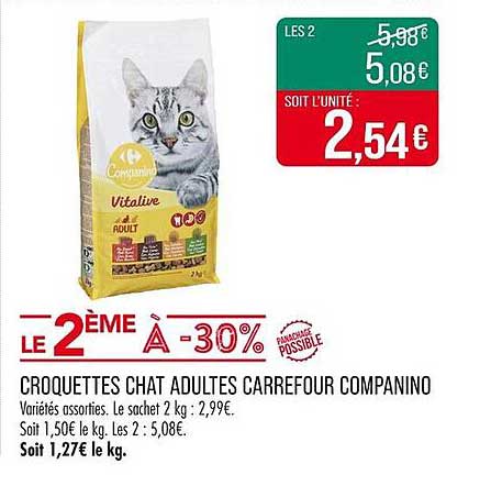 CROQUETTES CHAT ADULTES CARREFOUR COMPANINO