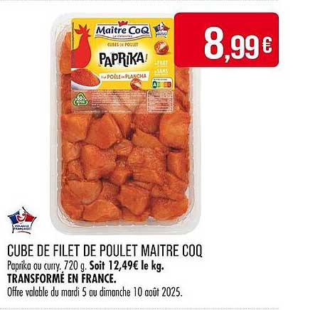 CUBE DE FILET DE POULET MAITRE COQ