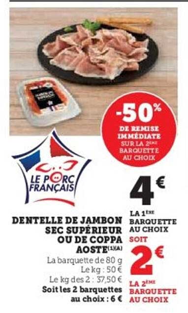 Dentelle de jambon sec supérieur ou de coppa aosté