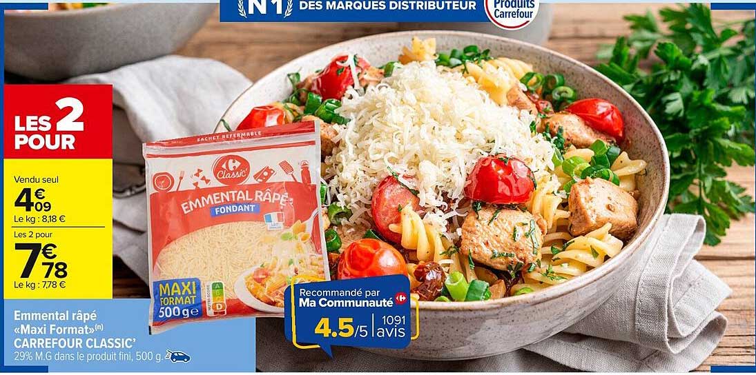 Emmental râpé «Maxi Format» CARREFOUR CLASSIC