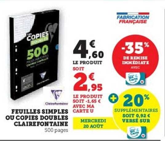 Feuilles simples ou copies doubles Clairefontaine 500 pages