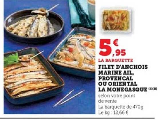 FILET D'ANCHOIS MARINE AIL, PROVENCAL OU ORIENTAL LA MONEGASQUE