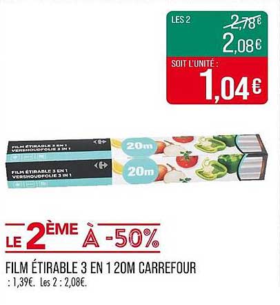 FILM ÉTIRABLE 3 EN 1 20M CARREFOUR