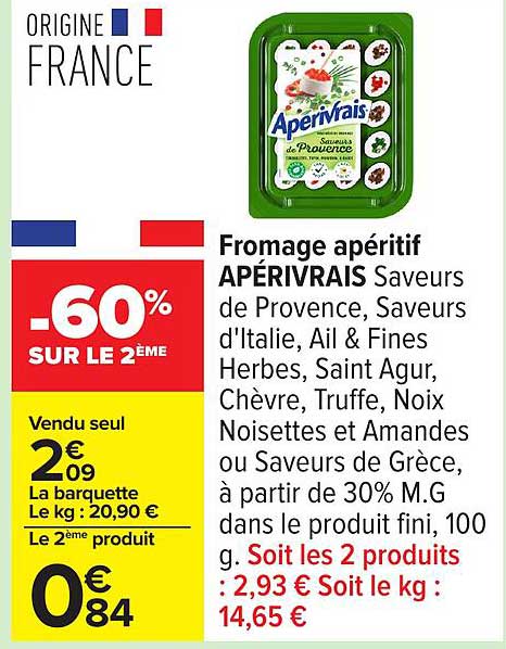 Fromage apéritif APÉRIVRAIS Saveurs de Provence