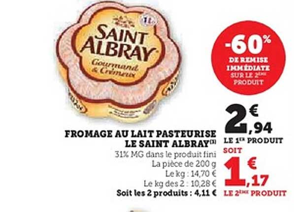 FROMAGE AU LAIT PASTEURISE LE SAINT ALBRAY