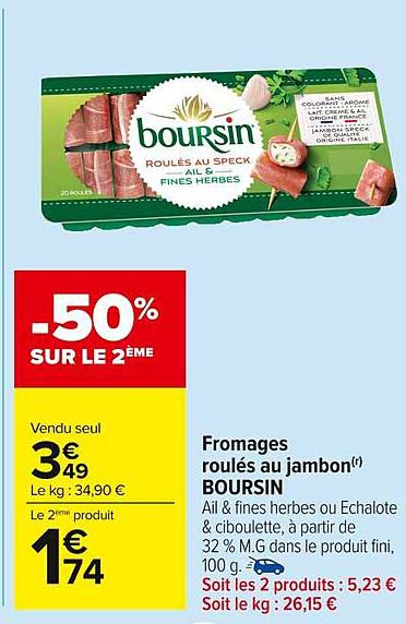 Fromages roulés au jambon Boursin