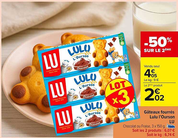 Gâteaux fourrés Lulu l'Ourson