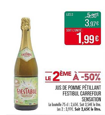 JUS DE POMME PÉTILLANT FESTIBUL CARREFOUR SENSATION