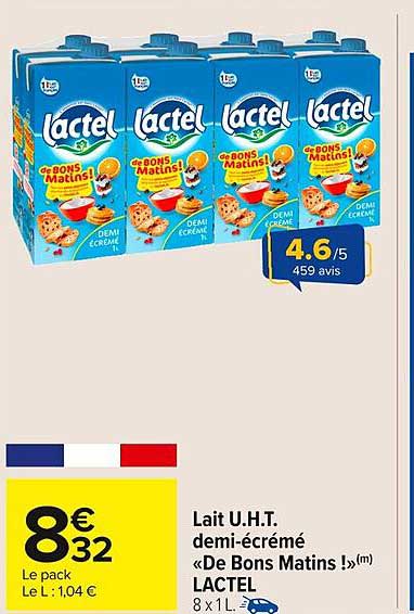 Lait U.H.T. demi-écrémé « De Bons Matins »
