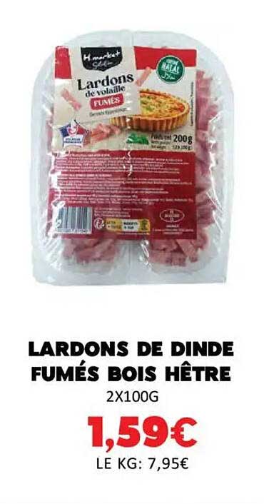 LARDONS DE DINDE FUMÉS BOIS HÊTRE