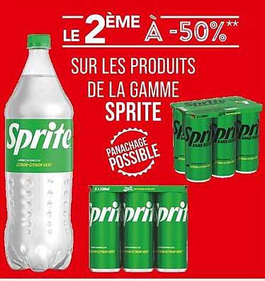 Le 2ème à -50% sur les produits de la gamme Sprite