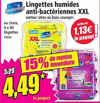 Lingettes humides anti-bactériennes XXL