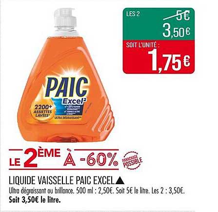 LIQUIDE VAISSELLE PAIC EXCEL