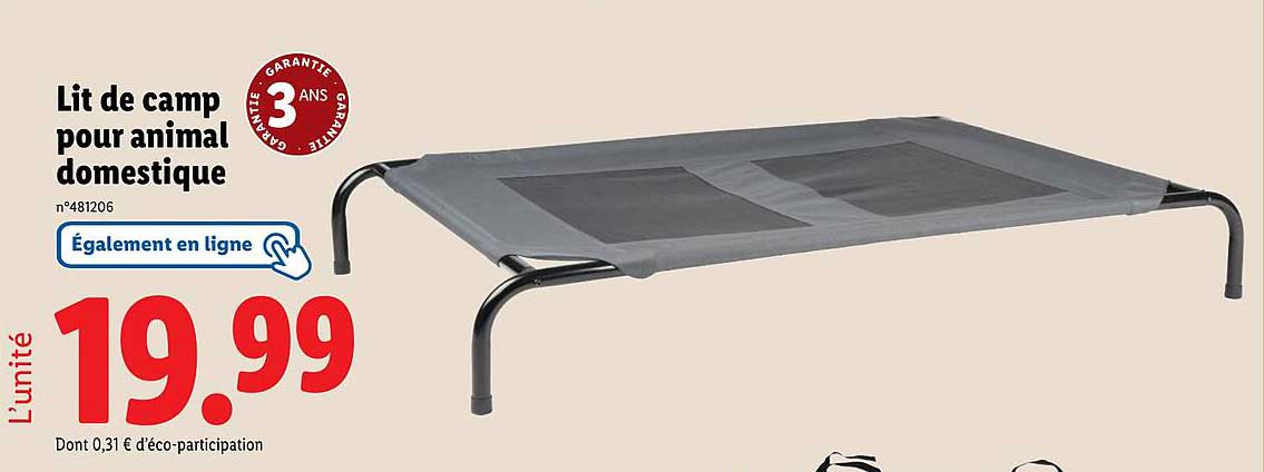 Lit de camp pour animal domestique