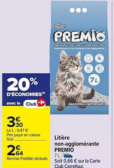 Litière non-agglomérante PREMIO
