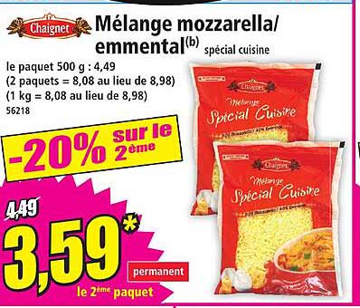 Mélange mozzarella/emmental spécial cuisine