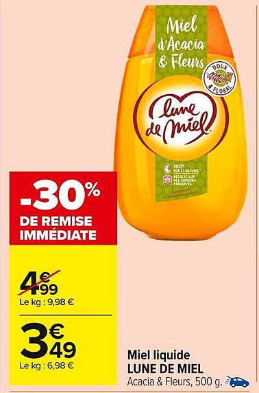 Miel liquide LUNE DE MIEL Acacia & Fleurs, 500 g