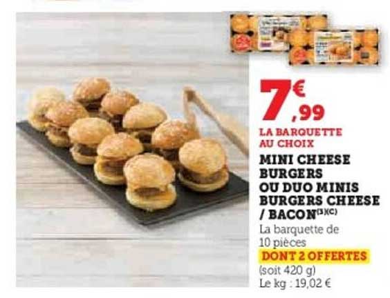 MINI CHEESE BURGERS OU DUO MINIS BURGERS CHEESE / BACON