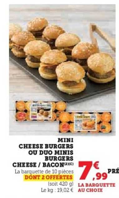 MINI CHEESE BURGERS OU DUO MINIS BURGERS CHEESE / BACON