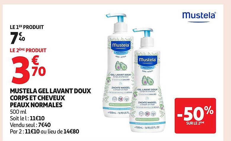 MUSTELA GEL LAVANT DOUX CORPS ET CHEVEUX PEAUX NORMALES