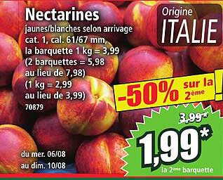 Nectarines jaunes/blanches selon arrivage