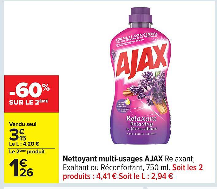 Nettoyant multi-usages AJAX Relaxant, Exaltant ou Réconfortant, 750 ml