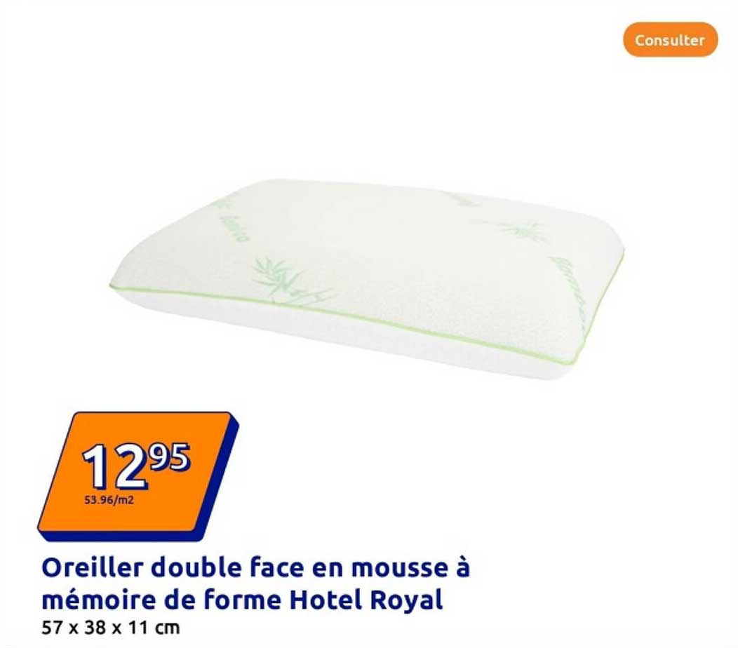 Oreiller double face en mousse à mémoire de forme Hotel Royal
