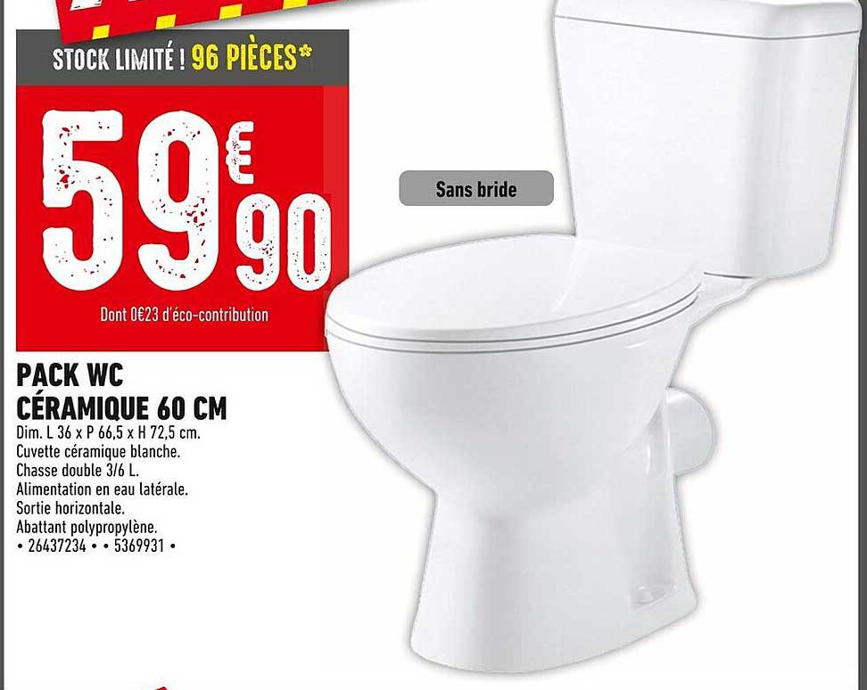 PACK WC CÉRAMIQUE 60 CM