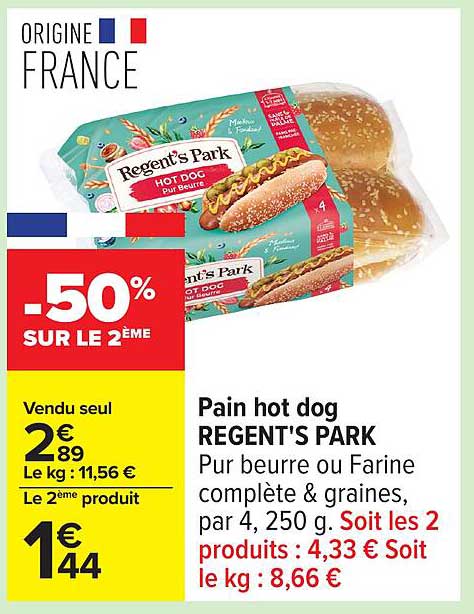 Pain hot dog REGENT'S PARK