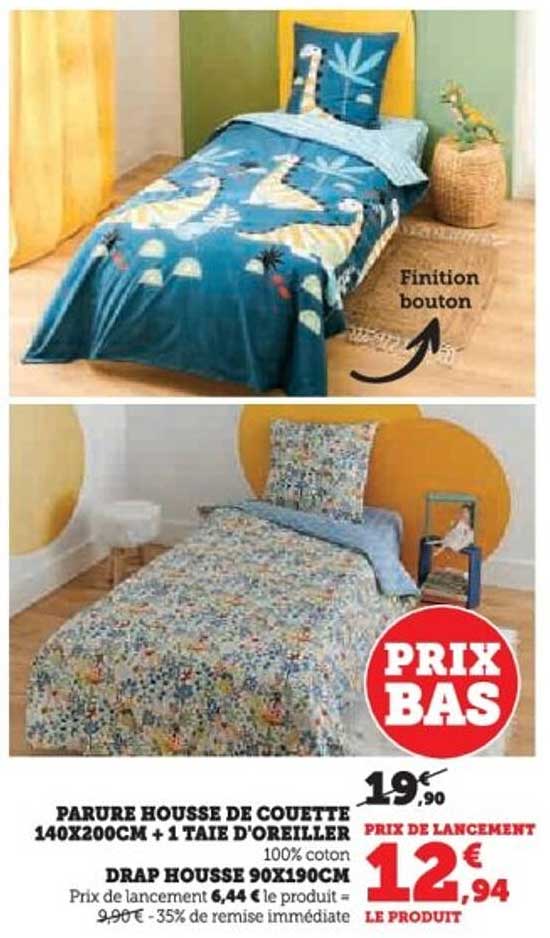 PARURE HOUSSE DE COUETTE 140X200CM + 1 TAIE D'OREILLER