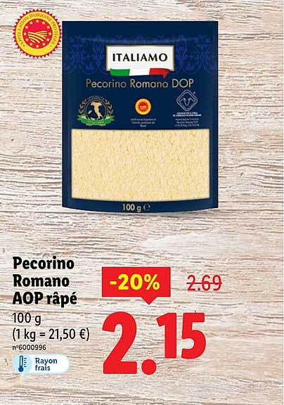 Pecorino Romano AOP râpé