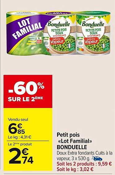 Petit pois «Lot Familial» BONDUELLE