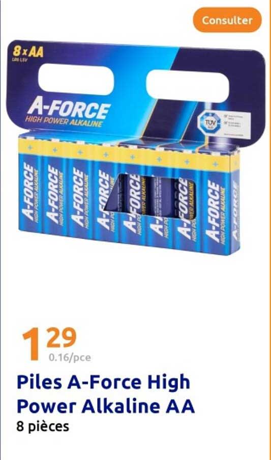 Piles A-Force High Power Alkaline AA - 8 pièces