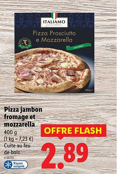 Pizza jambon fromage et mozzarella