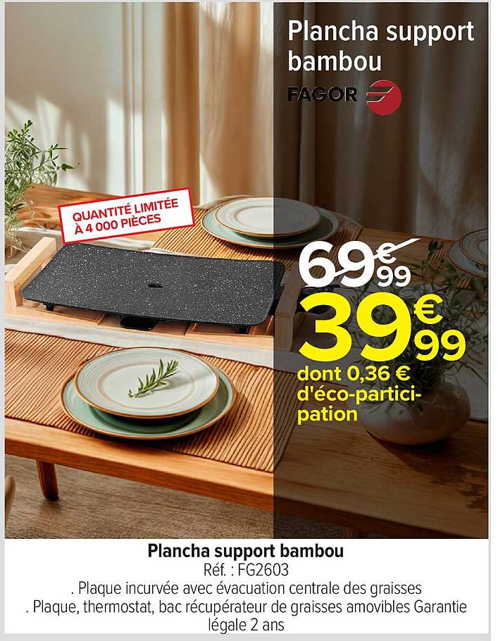 Plancha support bambou